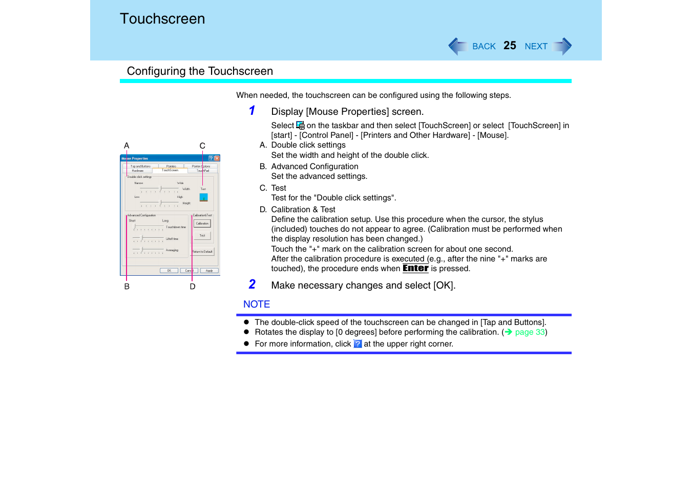 Touchscreen | Panasonic CF-18 User Manual | Page 25 / 130