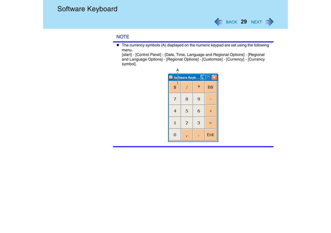 Software keyboard | Panasonic CF-18 User Manual | Page 29 / 130