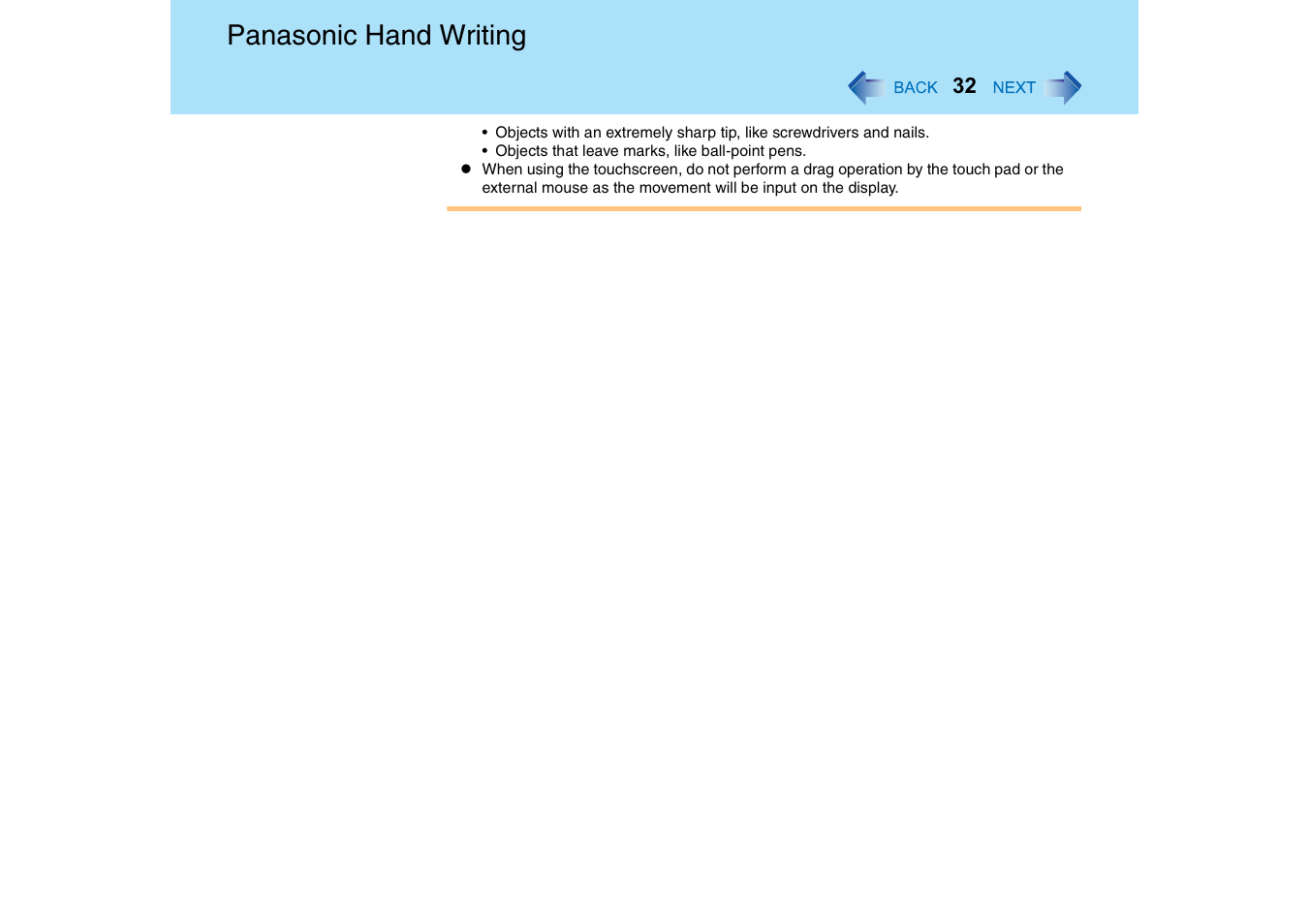 Panasonic hand writing | Panasonic CF-18 User Manual | Page 32 / 130