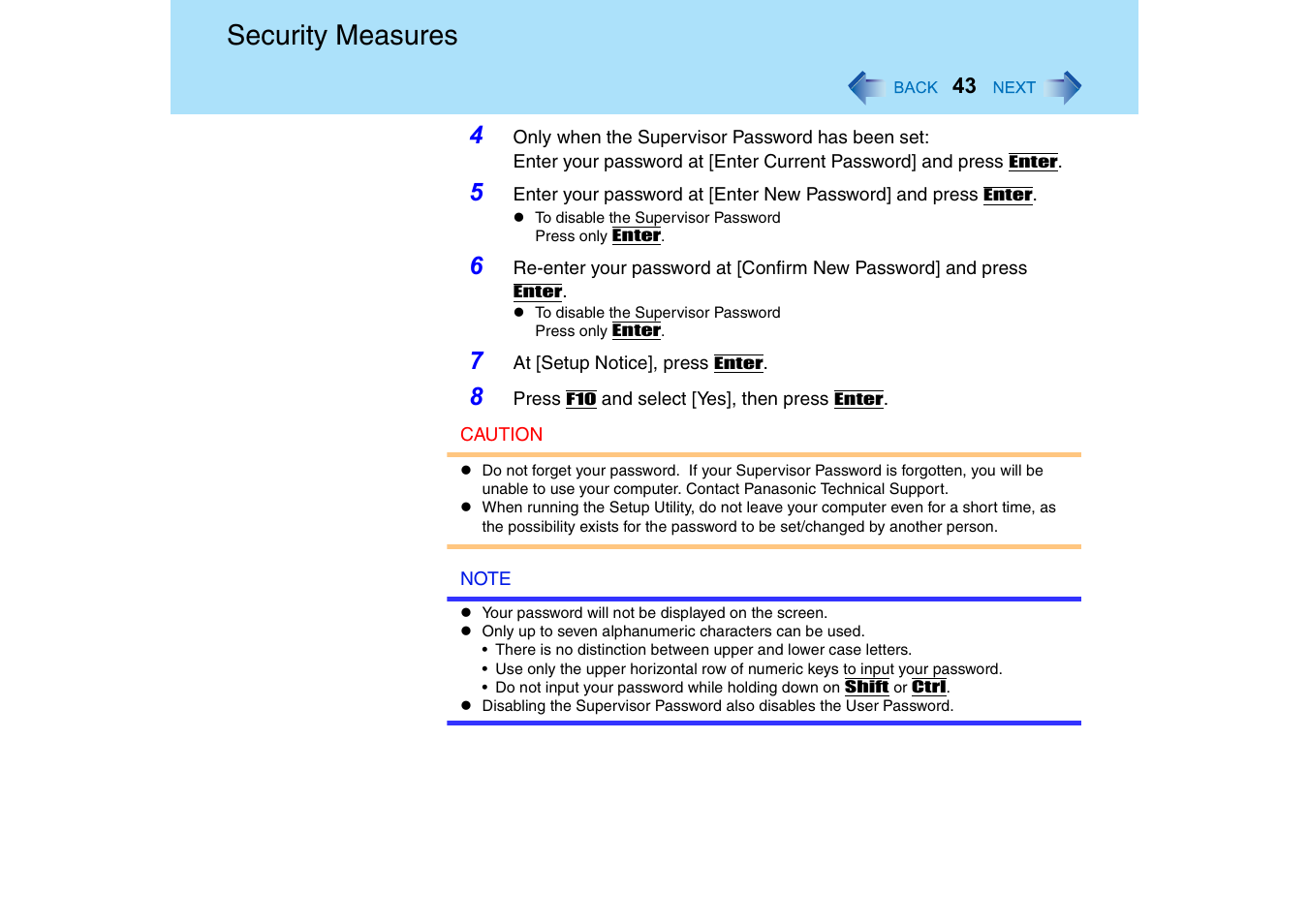 Security measures | Panasonic CF-18 User Manual | Page 43 / 130