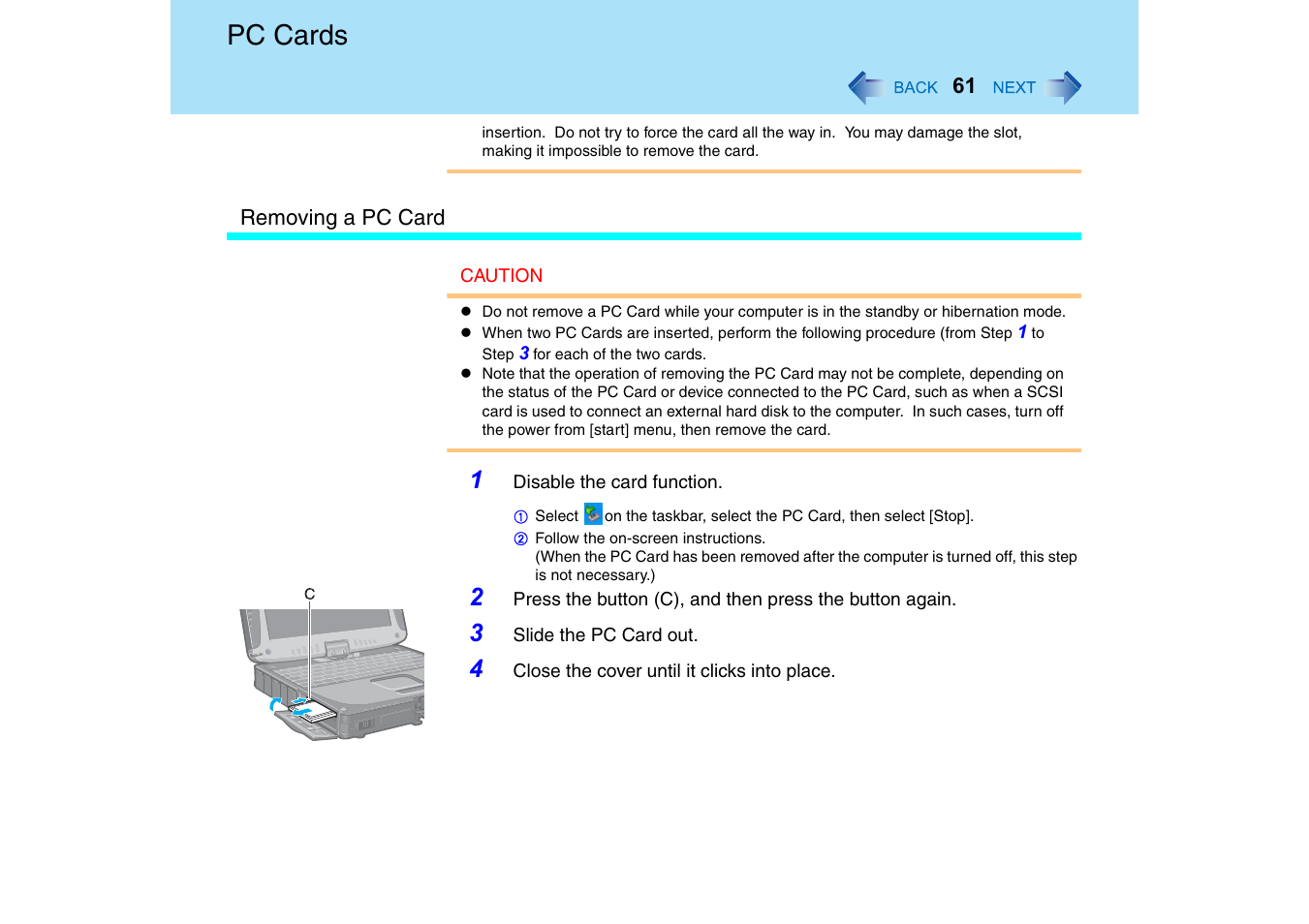 Pc cards | Panasonic CF-18 User Manual | Page 61 / 130