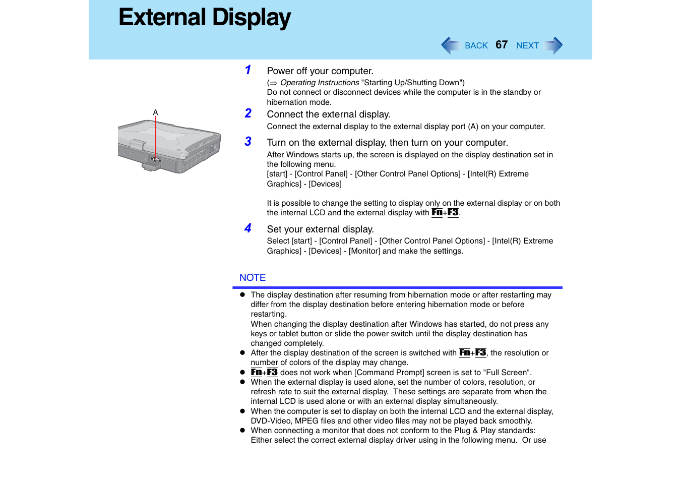 External display | Panasonic CF-18 User Manual | Page 67 / 130