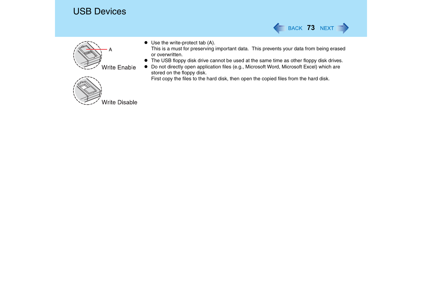 Usb devices | Panasonic CF-18 User Manual | Page 73 / 130