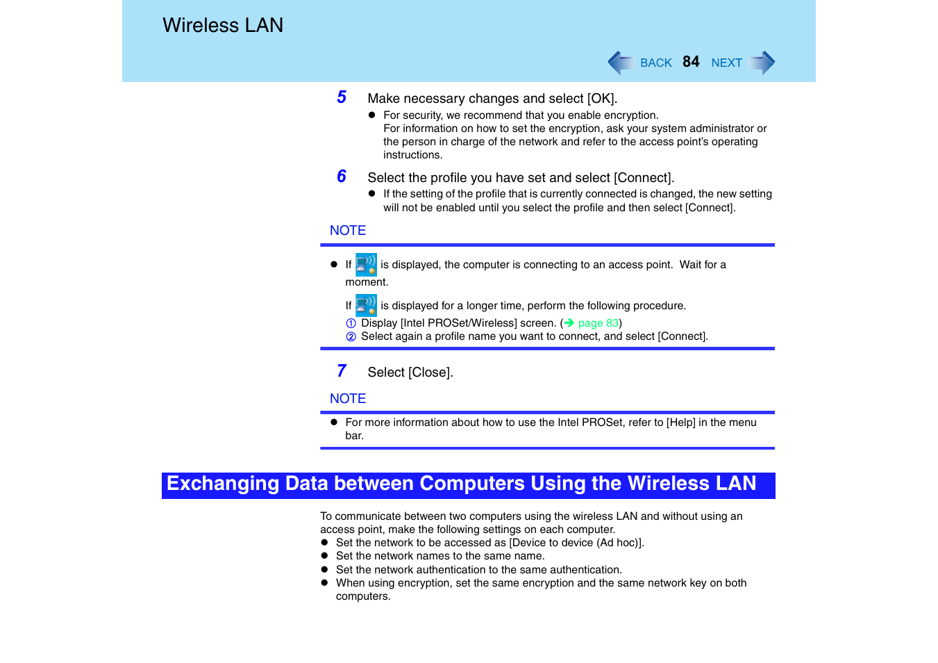 Wireless lan | Panasonic CF-18 User Manual | Page 84 / 130