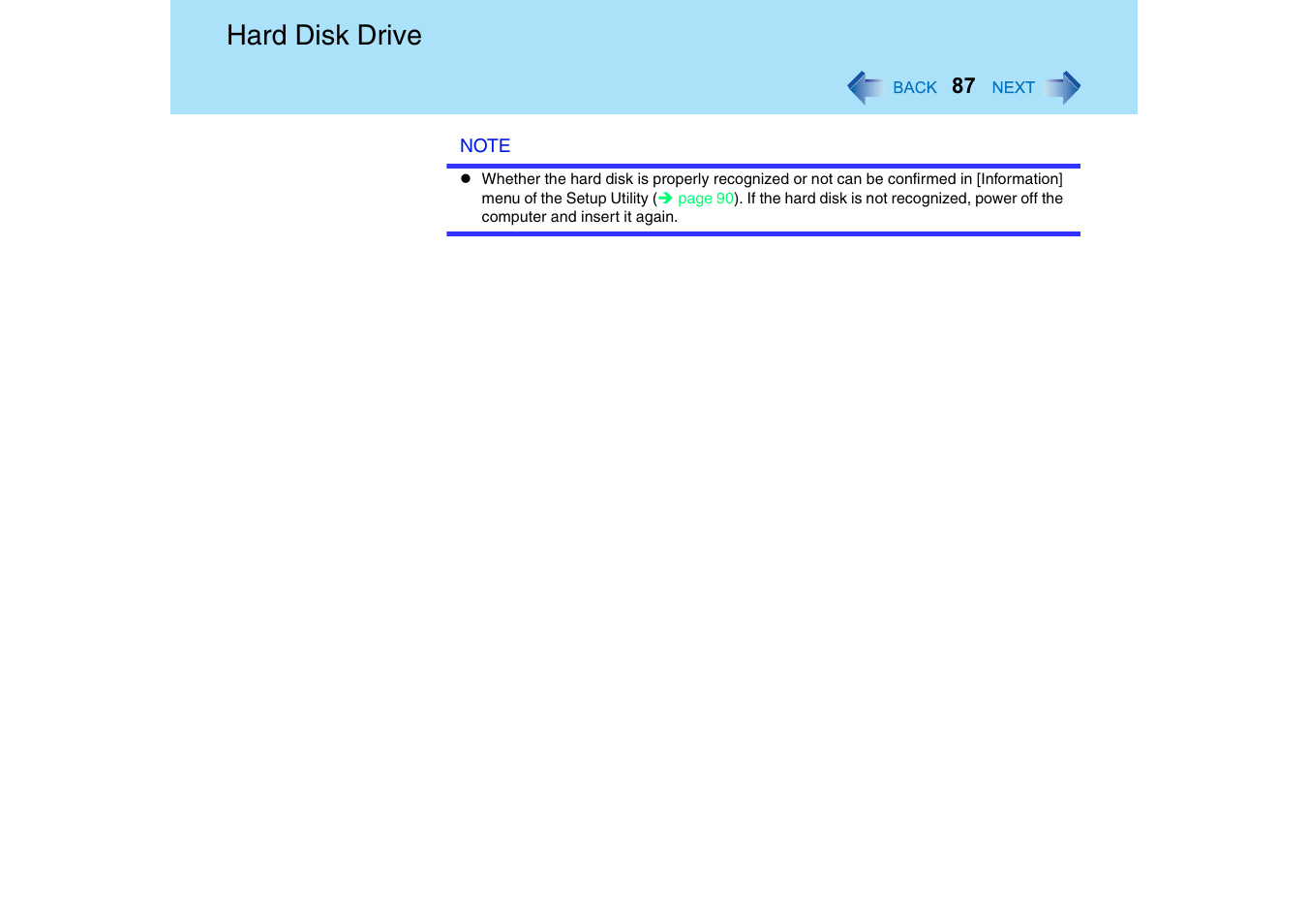 Hard disk drive | Panasonic CF-18 User Manual | Page 87 / 130