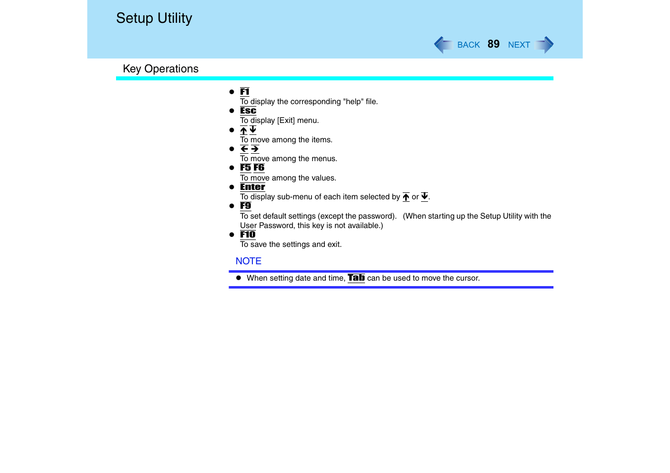 Setup utility | Panasonic CF-18 User Manual | Page 89 / 130