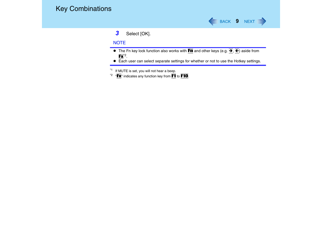 Key combinations | Panasonic CF-18 User Manual | Page 9 / 130