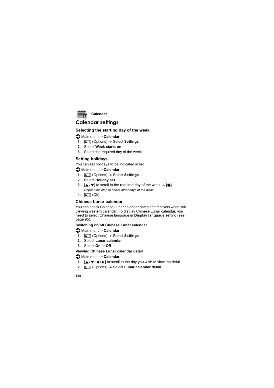 Calendar settings | Panasonic EB-SA6  EN User Manual | Page 131 / 170