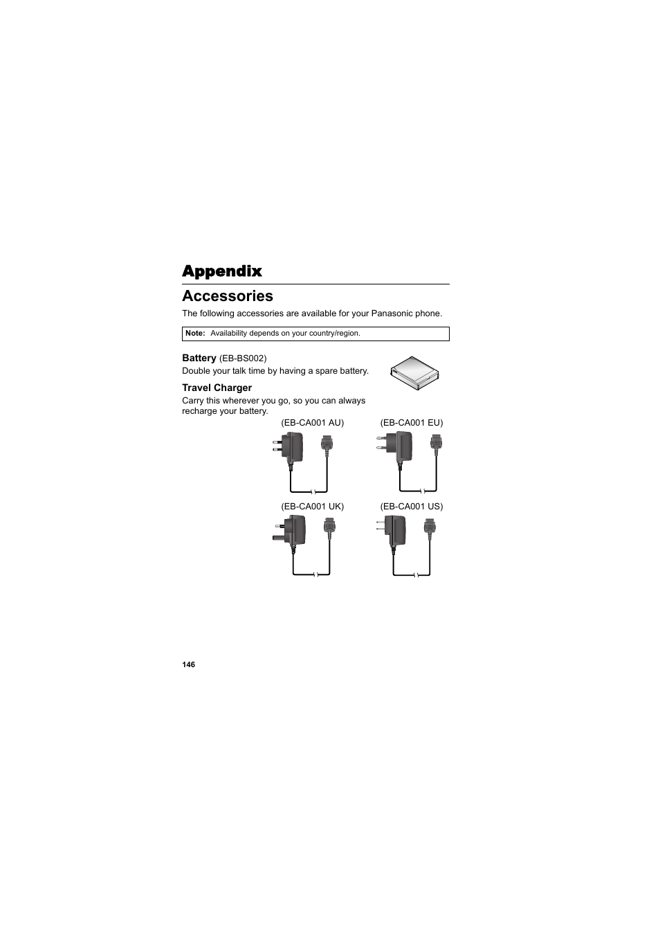 Appendix, Accessories, Appendix accessories | Panasonic EB-SA6  EN User Manual | Page 149 / 170