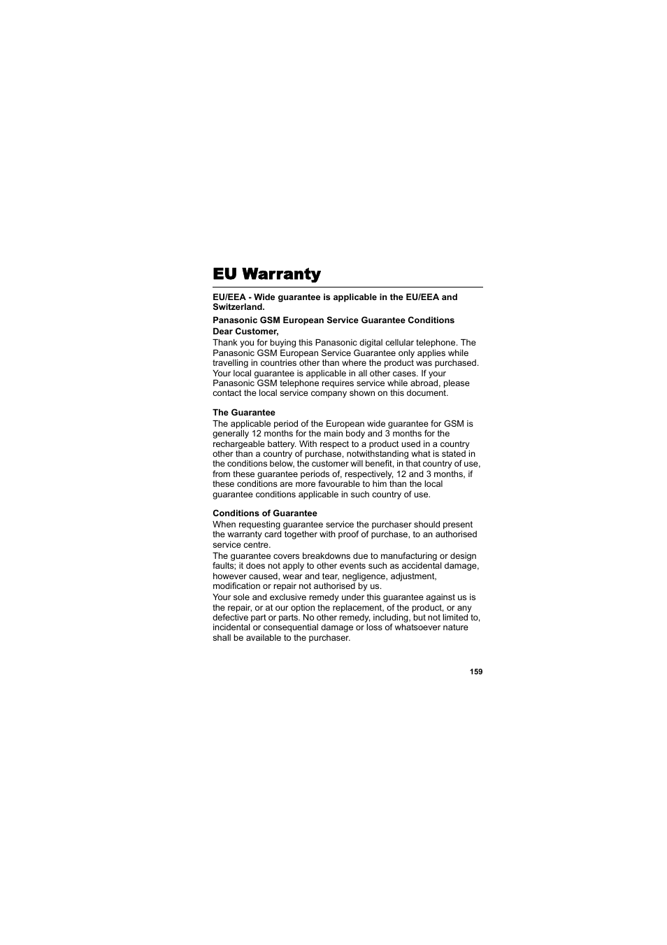Eu warranty | Panasonic EB-SA6  EN User Manual | Page 162 / 170