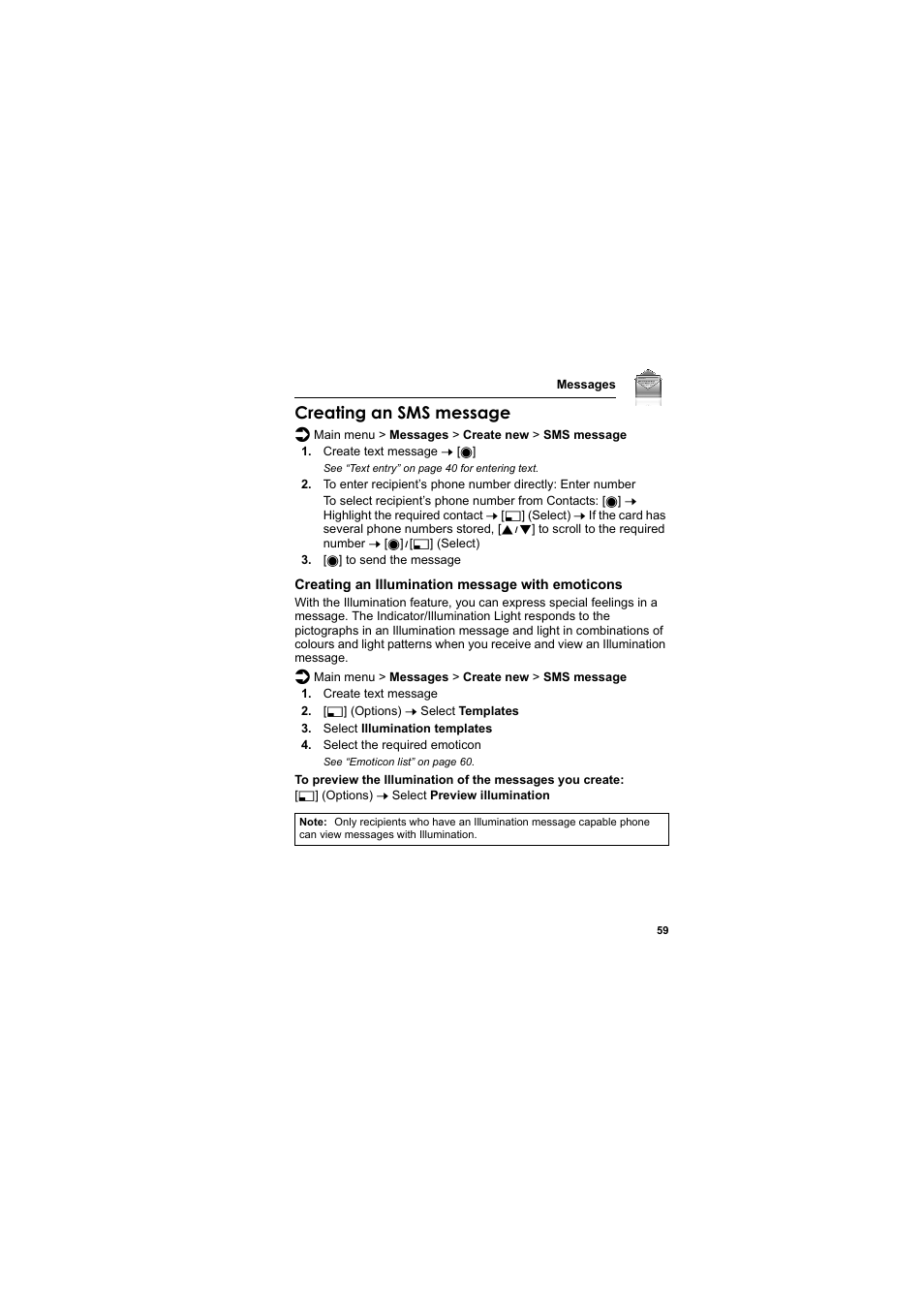Creating an sms message | Panasonic EB-SA6  EN User Manual | Page 62 / 170