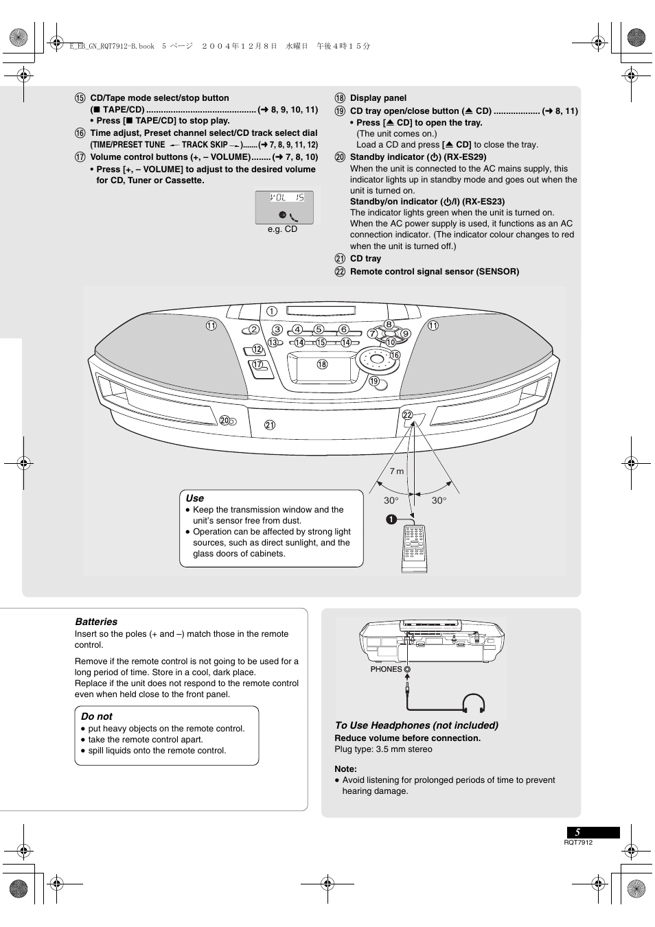 Panasonic RX-ES23  EN User Manual | Page 5 / 16