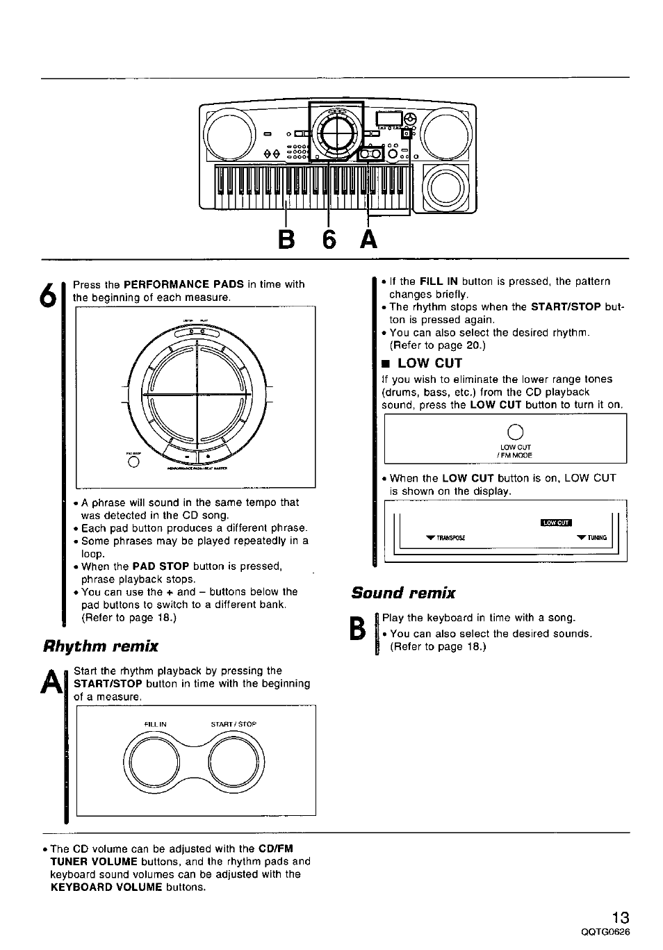 В 6 a, Sound remix rhythm remix | Panasonic SX-MB100 User Manual | Page 13 / 36