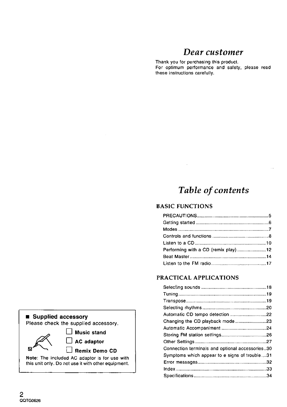 Panasonic SX-MB100 User Manual | Page 2 / 36