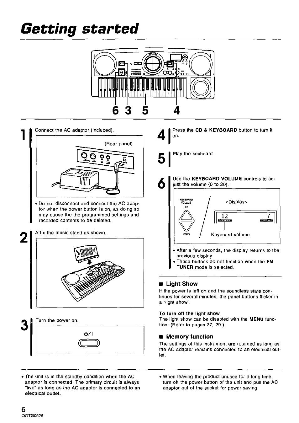 Getting started | Panasonic SX-MB100 User Manual | Page 6 / 36