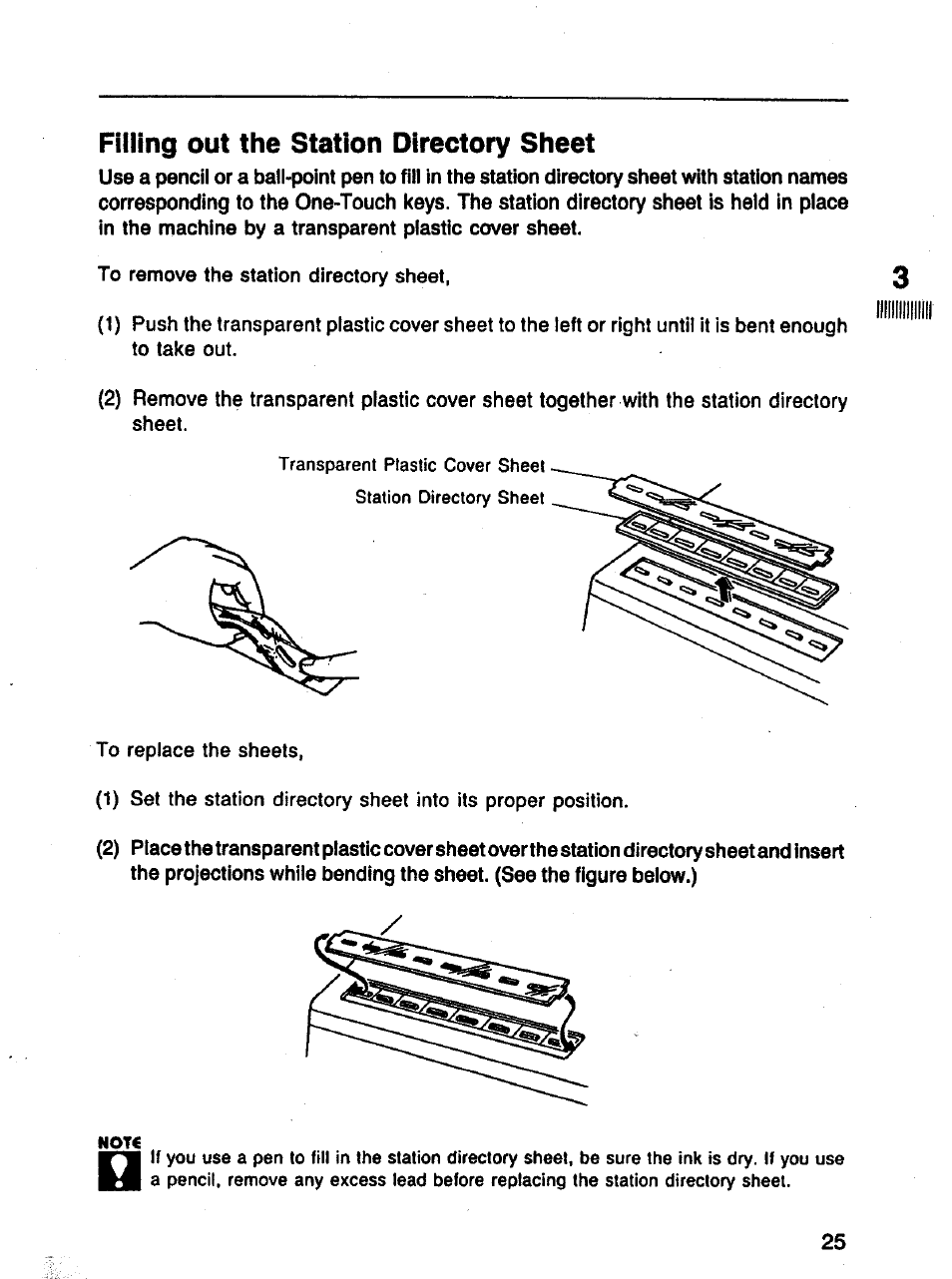 Filling out the station directory sheet | Panasonic Panafax UF-121 User Manual | Page 25 / 72