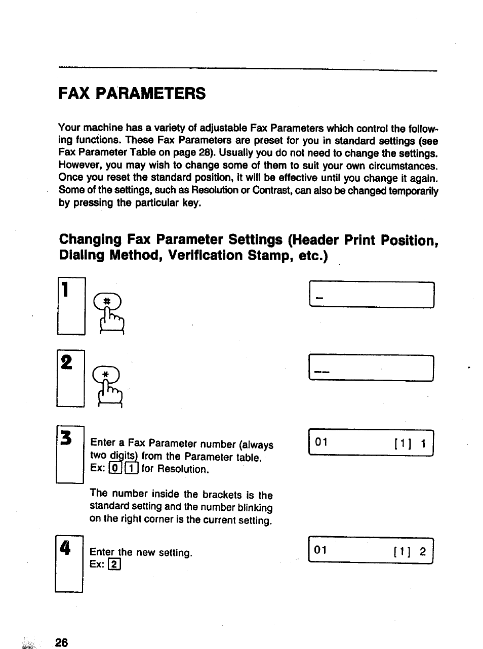 Fax parameters | Panasonic Panafax UF-121 User Manual | Page 26 / 72