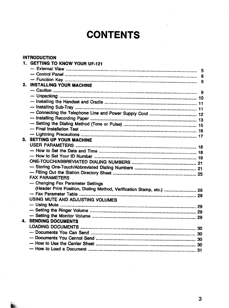 Panasonic Panafax UF-121 User Manual | Page 3 / 72
