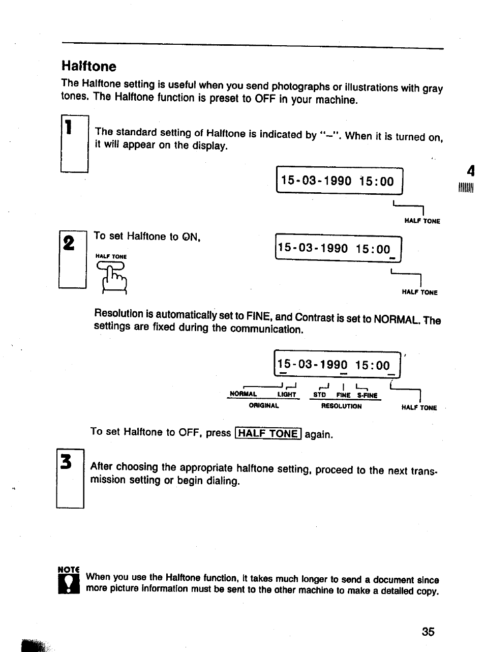 Halftone | Panasonic Panafax UF-121 User Manual | Page 35 / 72