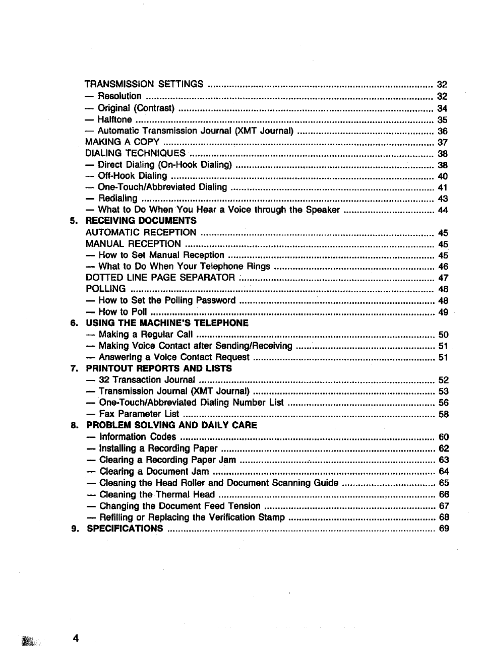 Panasonic Panafax UF-121 User Manual | Page 4 / 72