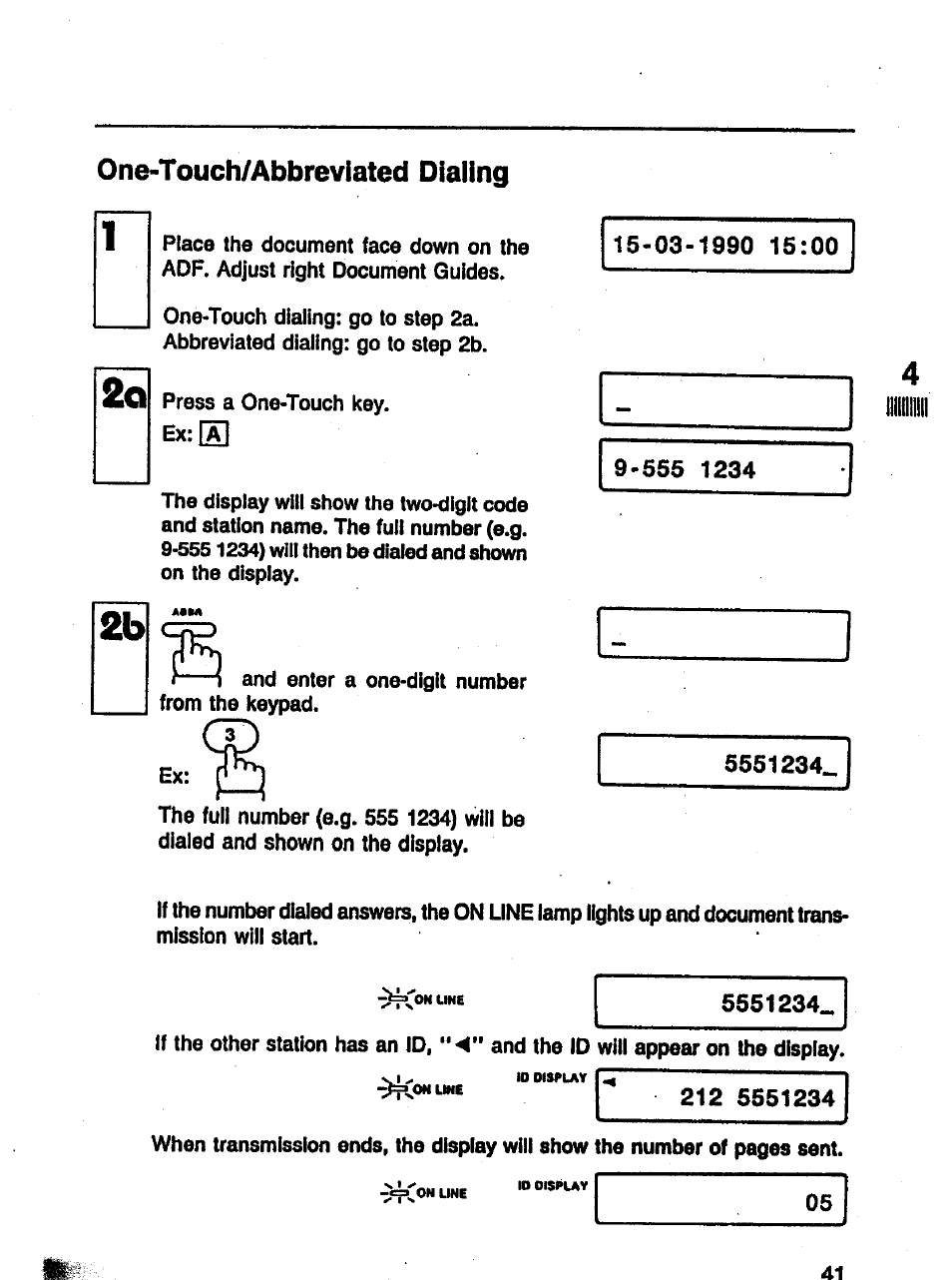 One-touch/abbreviated dialing | Panasonic Panafax UF-121 User Manual | Page 41 / 72