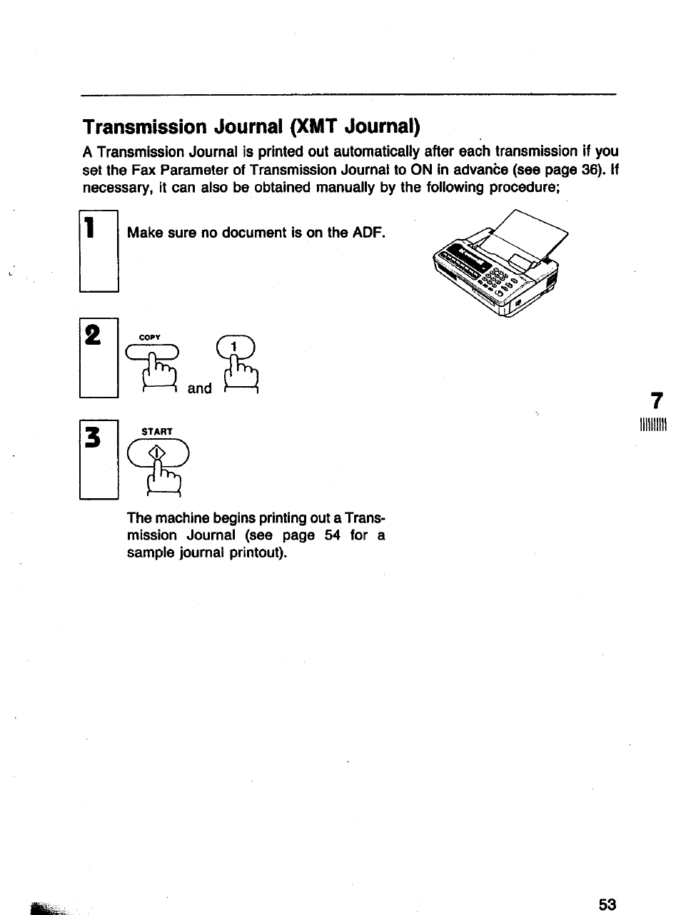 Transmission journai (xmt journal), Transmission journal (xmt journal) | Panasonic Panafax UF-121 User Manual | Page 53 / 72