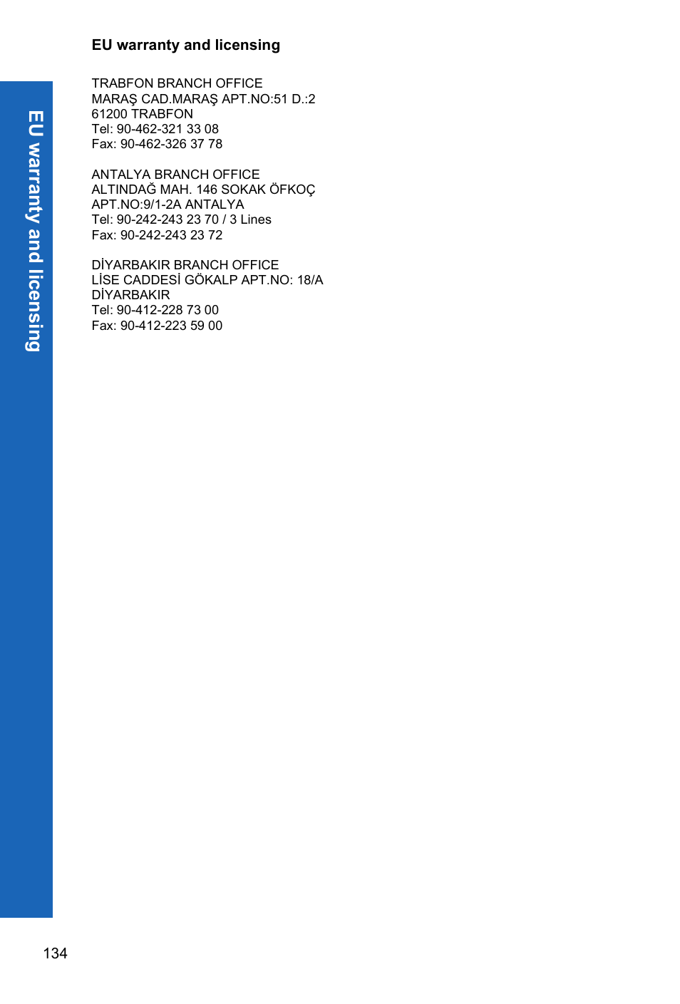 Eu w a rranty an d lic ens ing | Panasonic P341i User Manual | Page 133 / 144