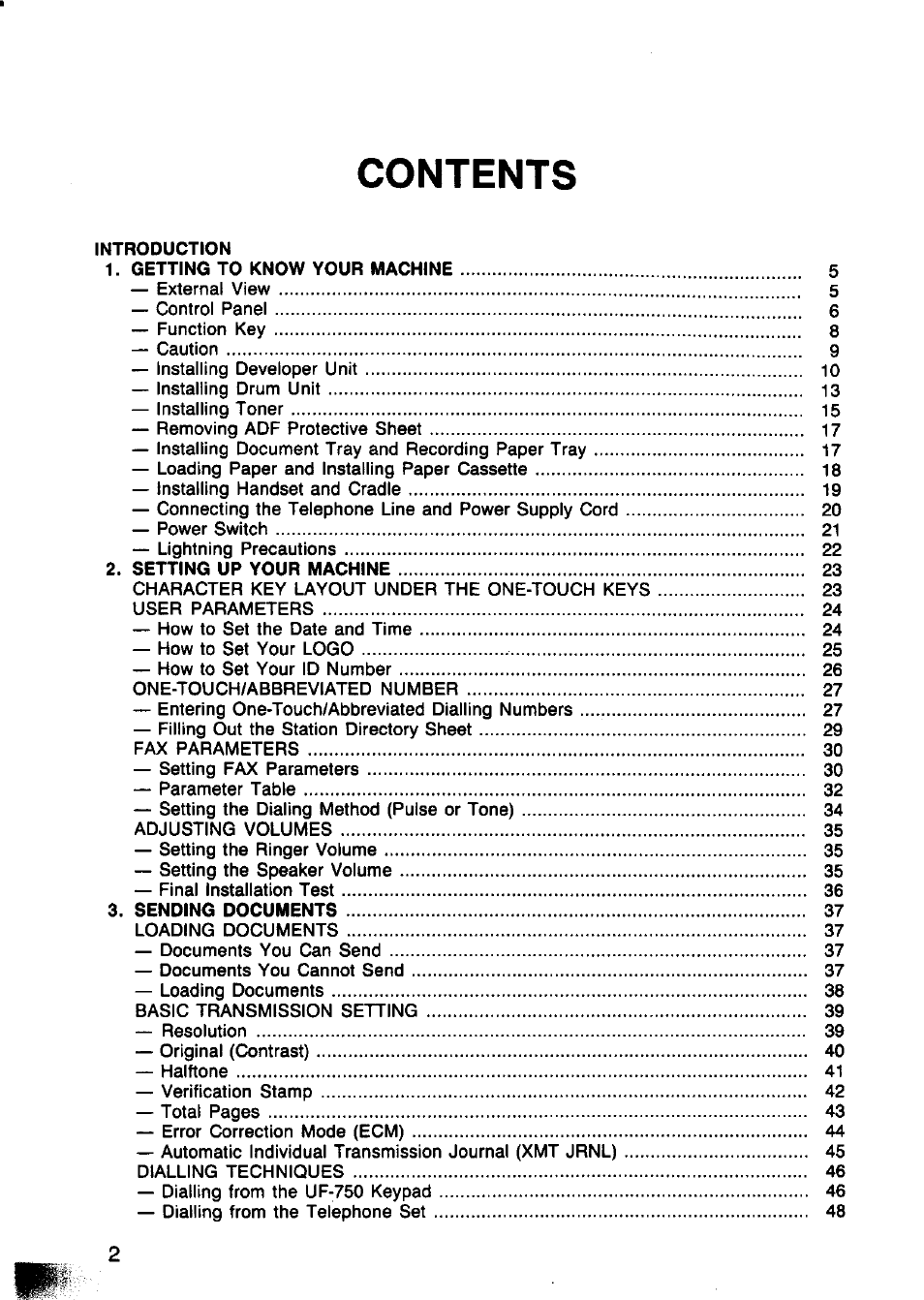 Panasonic Panafax UF-750 User Manual | Page 5 / 166