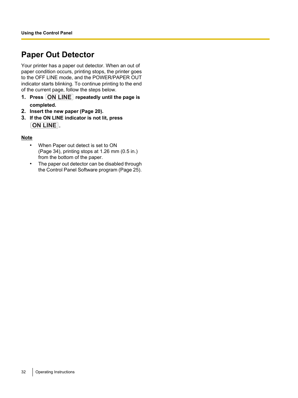 Paper out detector | Panasonic KX-P1131E User Manual | Page 32 / 49