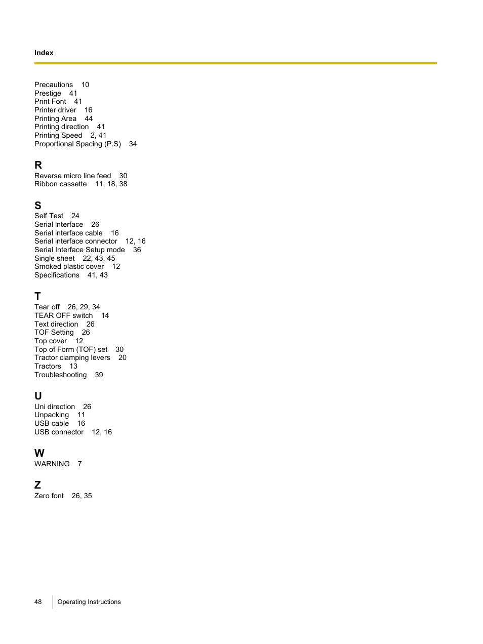 Panasonic KX-P1131E User Manual | Page 48 / 49