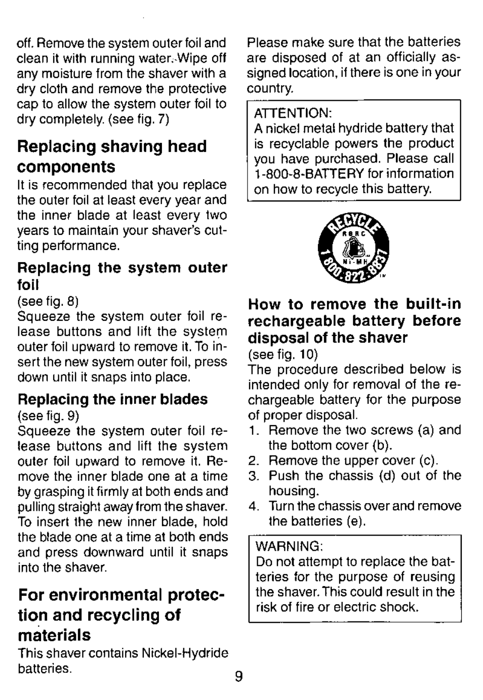 Replacing shaving head components | Panasonic ES8080 User Manual | Page 9 / 17