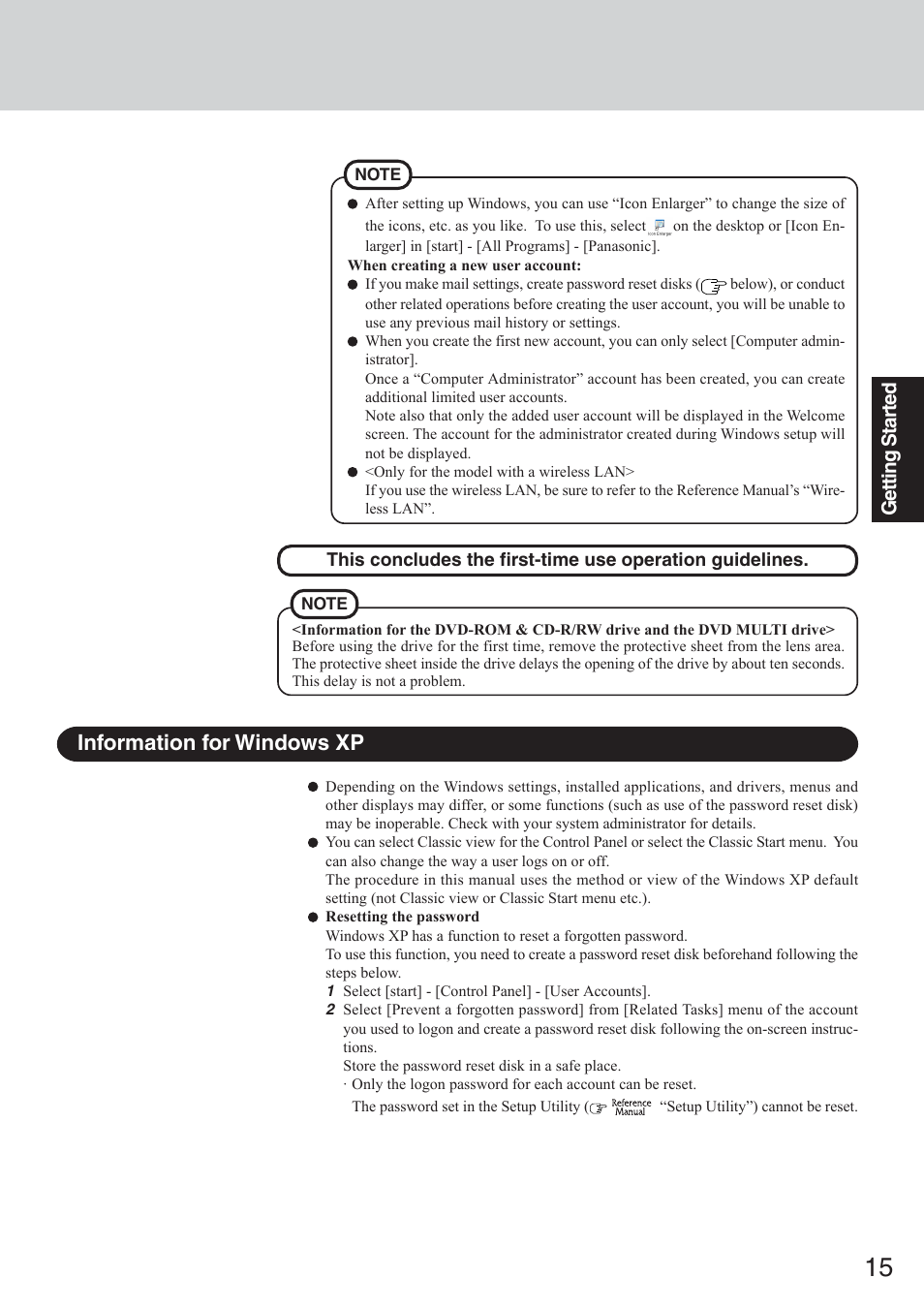 Information for windows xp | Panasonic CF-50 User Manual | Page 15 / 44