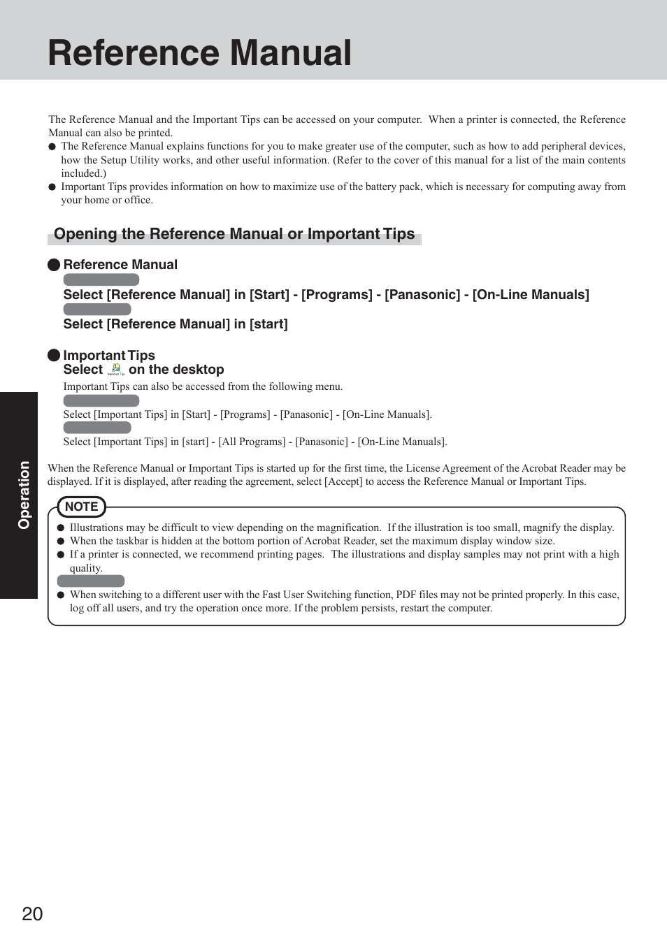 Reference manual | Panasonic CF-50 User Manual | Page 20 / 44