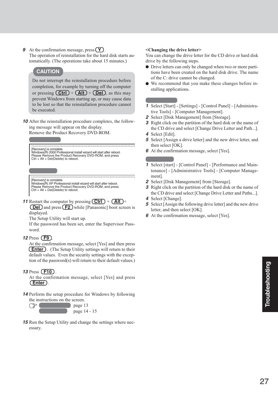 Troub leshooting | Panasonic CF-50 User Manual | Page 27 / 44