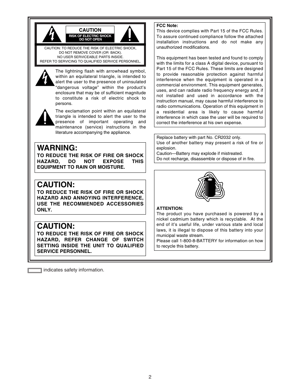 Warning, Caution | Panasonic AJ-HDC27A User Manual | Page 2 / 116