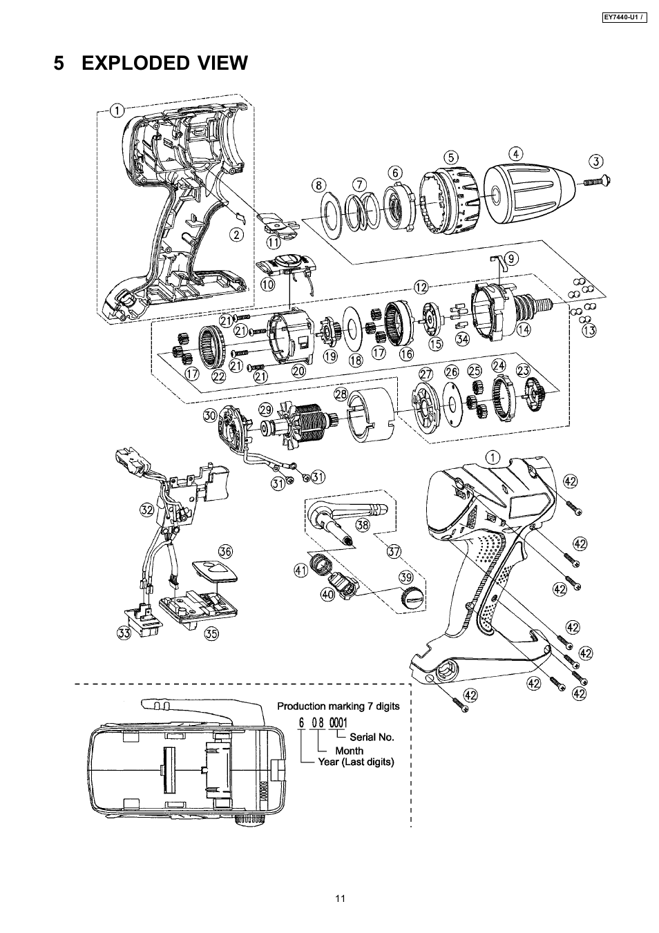 5 exploded view | Panasonic EY7440-U1 User Manual | Page 11 / 12