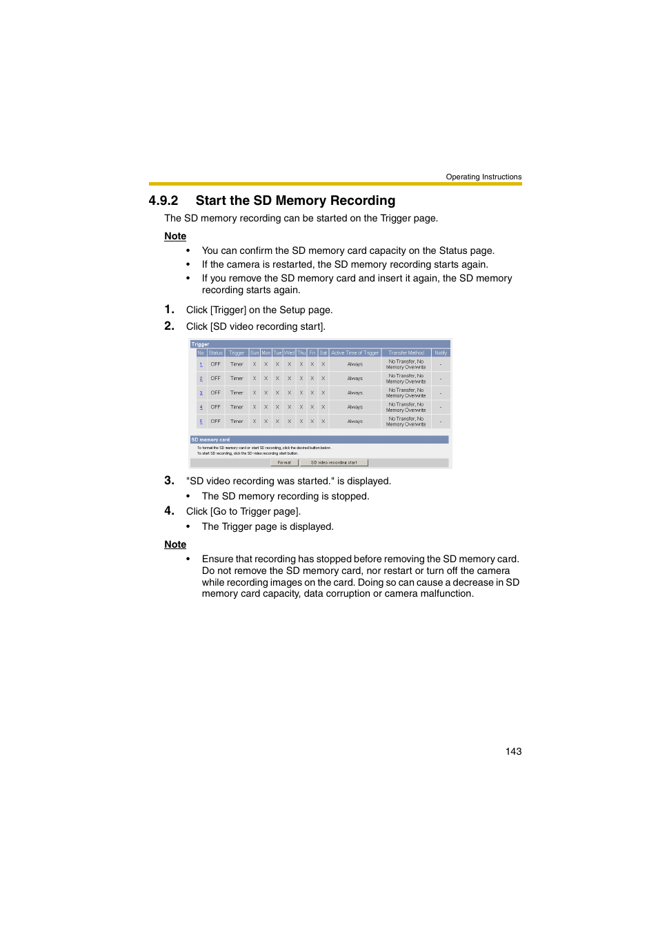 2 start the sd memory recording | Panasonic BB-HCM381A User Manual | Page 143 / 198