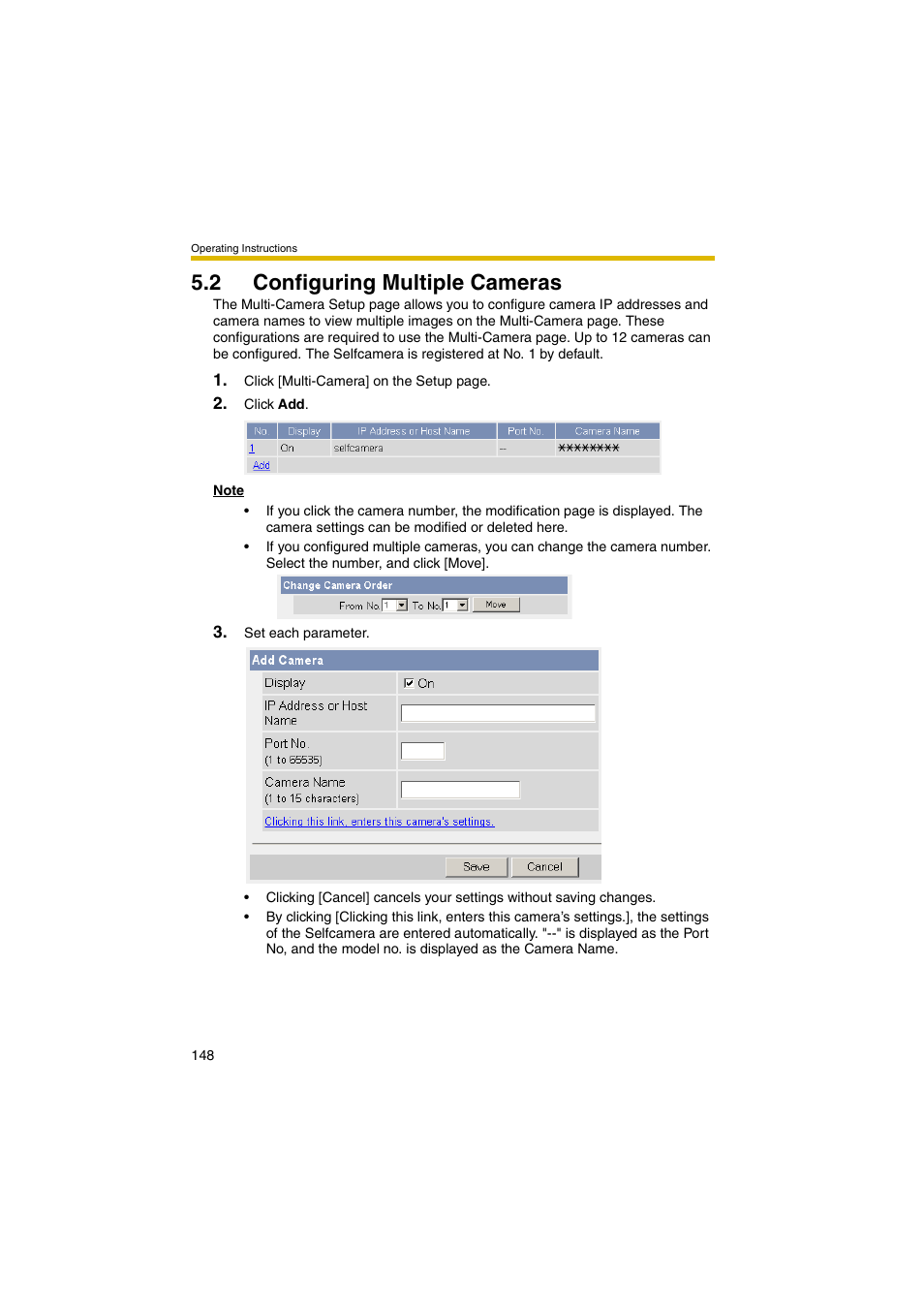 2 configuring multiple cameras, E 148) | Panasonic BB-HCM381A User Manual | Page 148 / 198