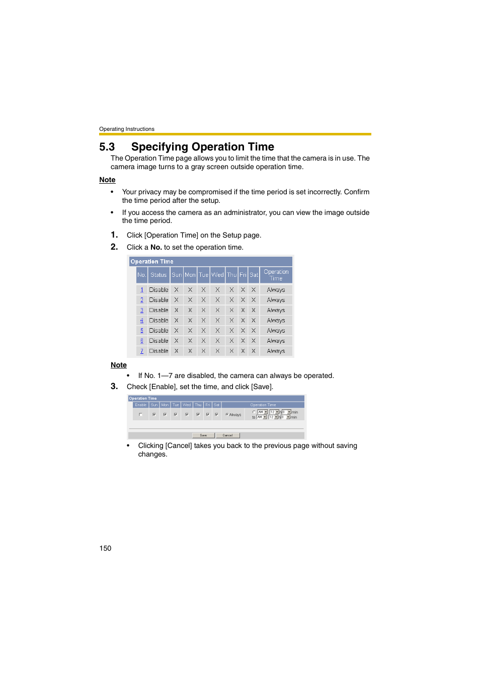 3 specifying operation time | Panasonic BB-HCM381A User Manual | Page 150 / 198