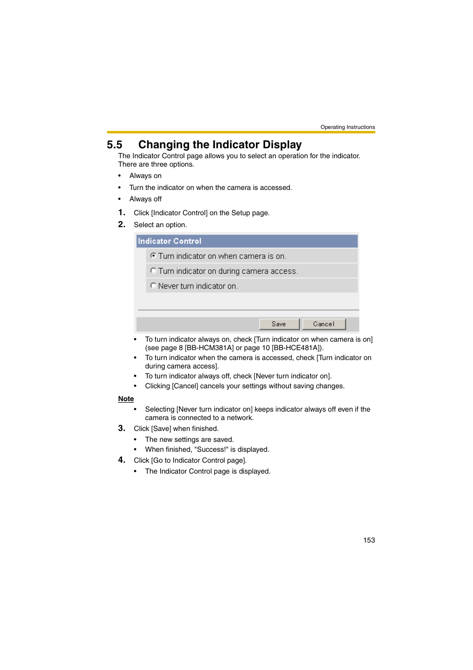 5 changing the indicator display | Panasonic BB-HCM381A User Manual | Page 153 / 198