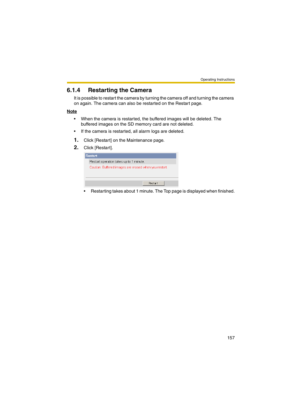 4 restarting the camera | Panasonic BB-HCM381A User Manual | Page 157 / 198