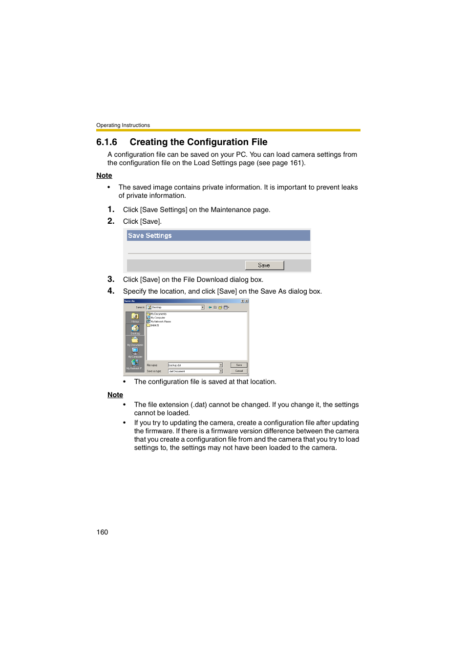 6 creating the configuration file, E 160) | Panasonic BB-HCM381A User Manual | Page 160 / 198