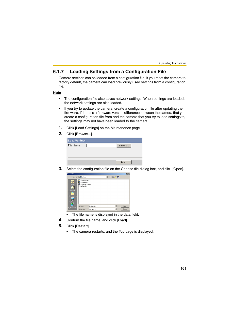 7 loading settings from a configuration file | Panasonic BB-HCM381A User Manual | Page 161 / 198