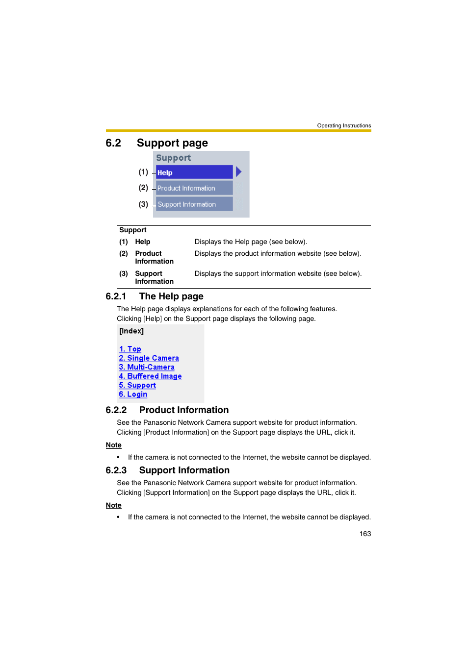 2 product information, 3 support information, Ge 163) | 2 support page, 1 the help page | Panasonic BB-HCM381A User Manual | Page 163 / 198