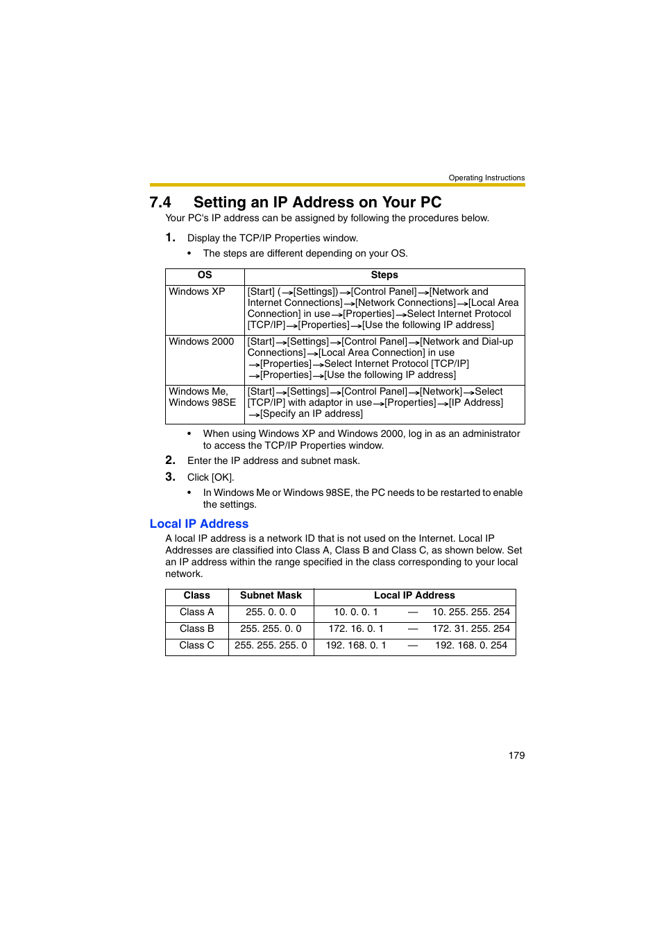 4 setting an ip address on your pc, Ge 179) | Panasonic BB-HCM381A User Manual | Page 179 / 198