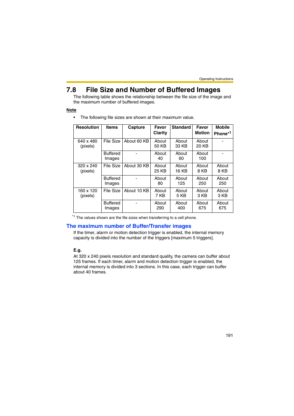 8 file size and number of buffered images, 191 f, Ge 191) d | E 191) | Panasonic BB-HCM381A User Manual | Page 191 / 198