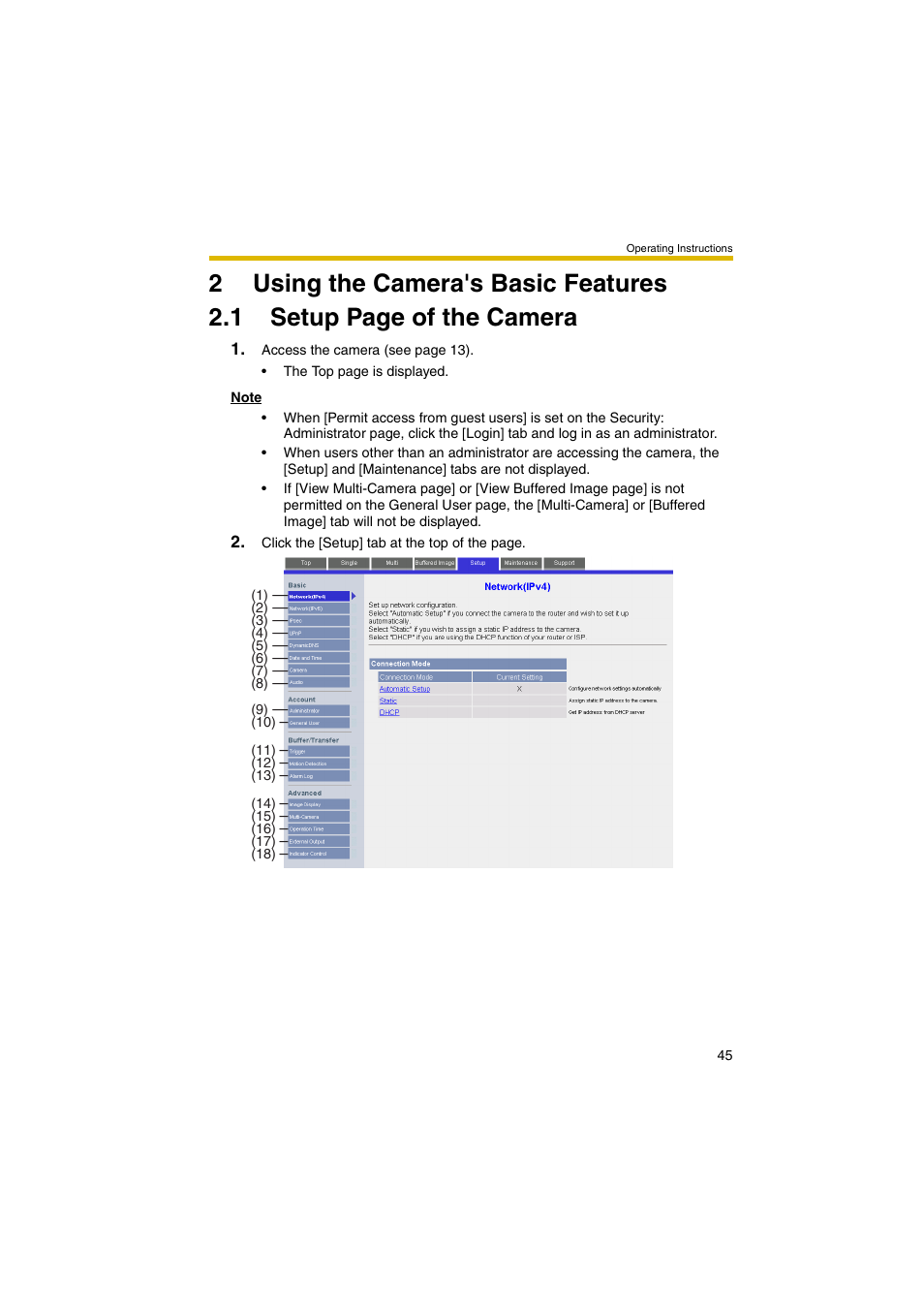 2 using the camera's basic features | Panasonic BB-HCM381A User Manual | Page 45 / 198