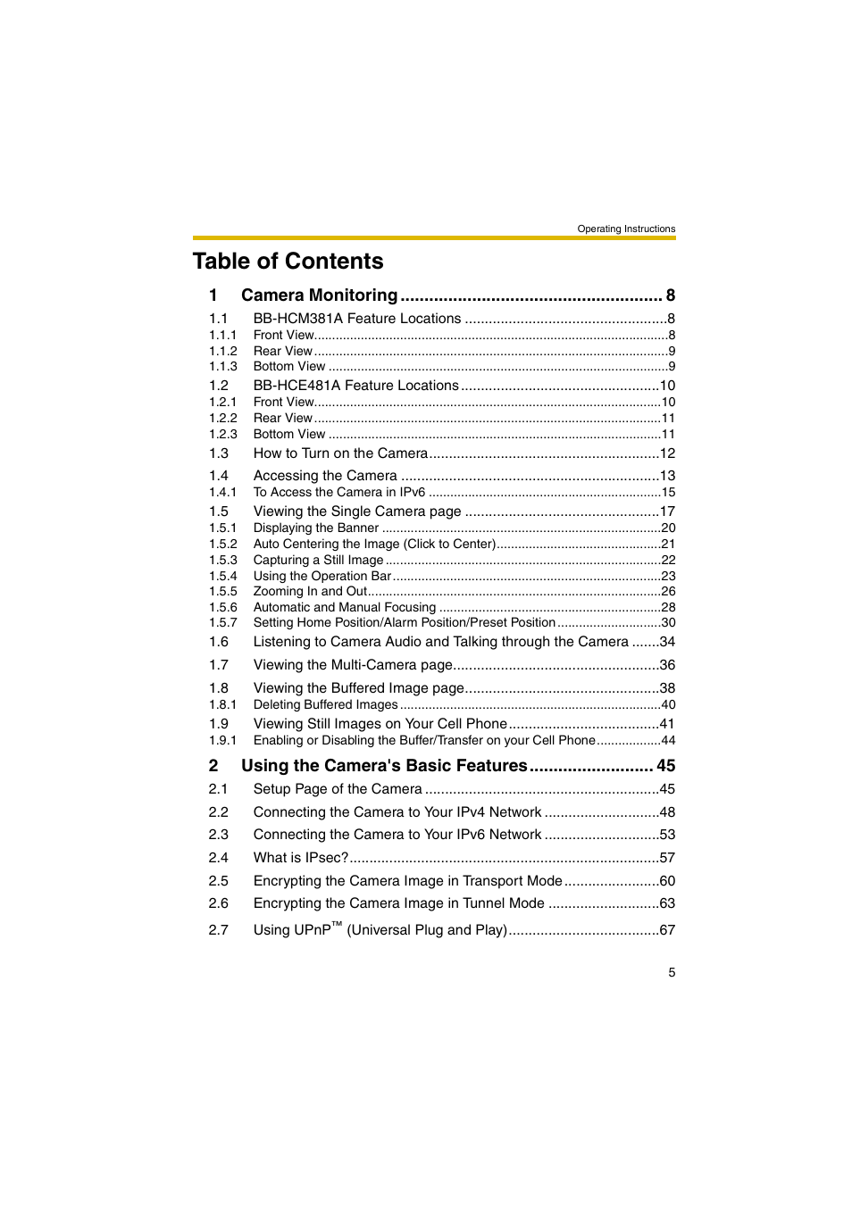 Panasonic BB-HCM381A User Manual | Page 5 / 198