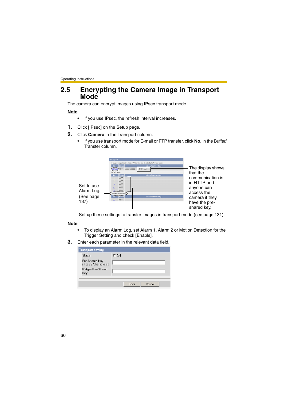 5 encrypting the camera image in transport mode | Panasonic BB-HCM381A User Manual | Page 60 / 198