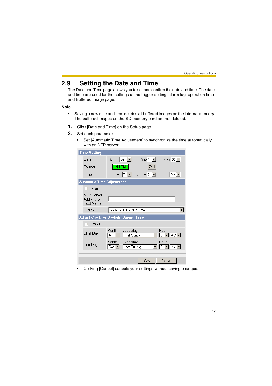 9 setting the date and time, E 77) | Panasonic BB-HCM381A User Manual | Page 77 / 198